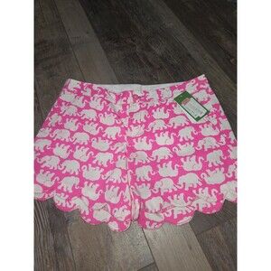 Lilly Pulitzer Buttercup Short Bright Pink white elephant print shorts SZ 4 B13